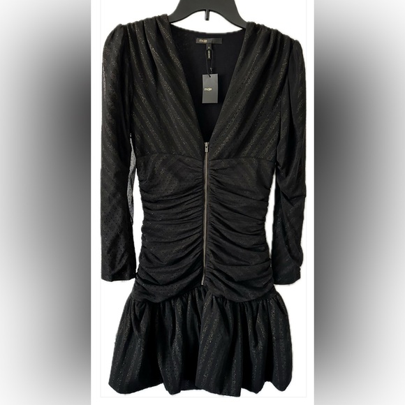 NWT ❤️ Maje Elegant Black Dress with Zipper Detail - Picture 3 of 9